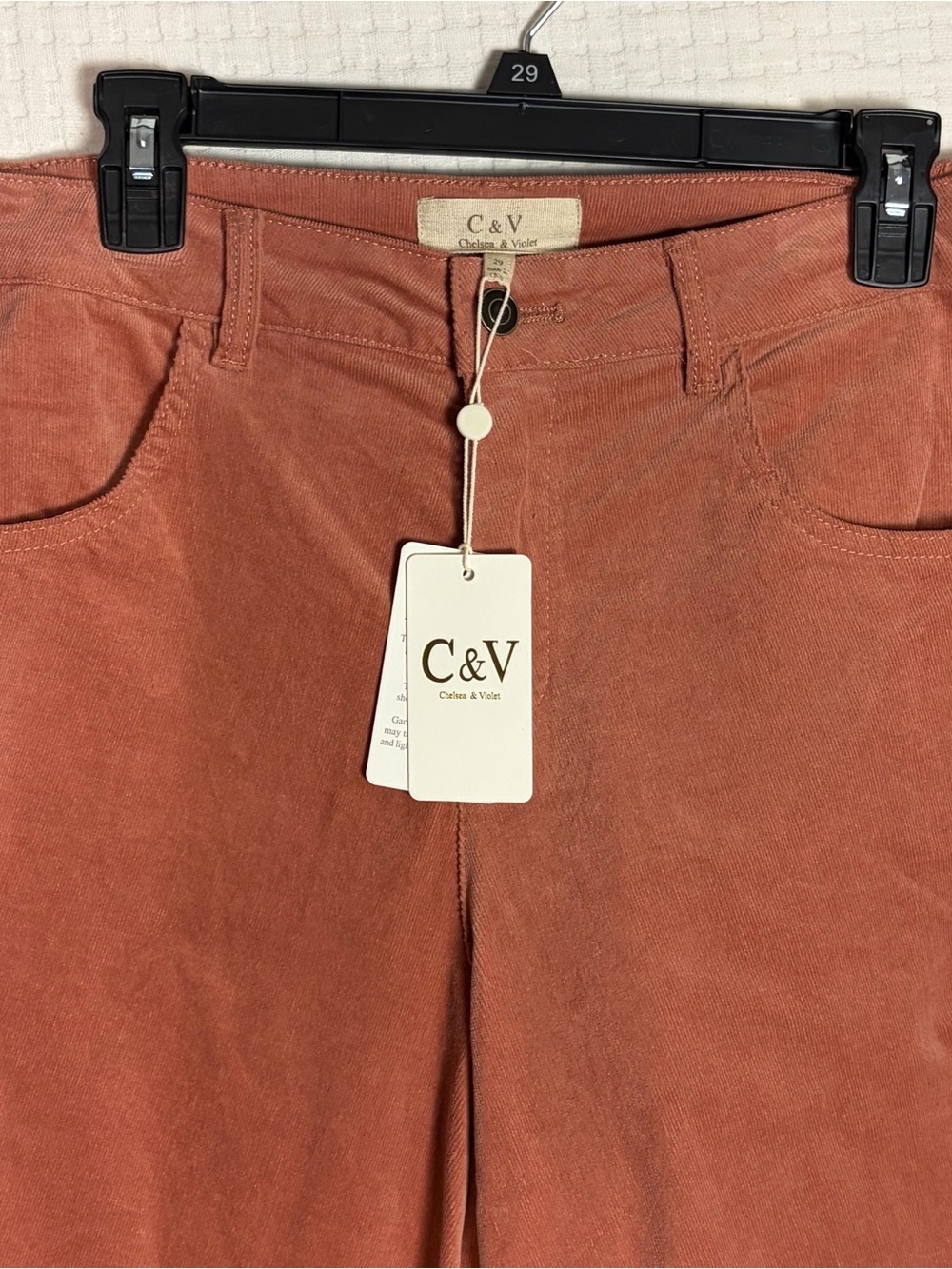 NEW Chelsea & Violet Barrel Corduroy Jeans Pants Coral Cotton Pockets Size 30 - Picture 6 of 12